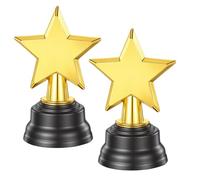 ElevateTech 2pcs Star Trophy Mini Trophy Gold Mini Award Cup Party Favors | Small Gold Trophies for Competitions, Plastic Tiny Small Trophy Cups for Sports Tournaments and Parties Winning Prizes, 3.5In