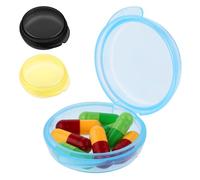 ElevateTech 3 Pack Small Pill Box Mini Pill Case Daily Pills Organizer Box | Travel Pill Container Medicines Storage Box, Black, Yellow, Blue