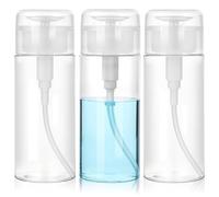 ElevateTech 3 Pcs 175ml /5.1oz Nail Polish Remover Pump Bottle, Empty Dispenser Bottle Containers Push Down Pump Dispensers for Alcohol Makeup Facial Toner Nail Polish Remover