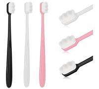 ElevateTech 3 Pcs Soft Bristle Toothbrush, Extra Soft Micro-Nano Toothbrush for Sensitive Teeth with 20000 Bristles Sterile Fiber Adult Manual Toothbrushes for Fragile Teeth (Black, Pink, White)