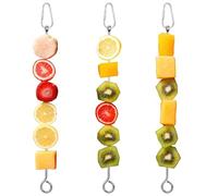 ElevateTech 3Pcs Bird Food Holder, Stainless Steel Small Animal Bird Food Treats Skewer Hanging Vegetable Fruit Feeder Feed Treating Tool Suitable Parrots Cockatoo Cockatiel (Silver)