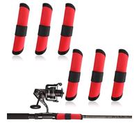 ElevateTech 6Pcs Fishing Lure Covers 6Inches Lure Wrap Portable Bait Gloves Cover Storage Protector Easily See Bait Glove Keep Fishermen Safe For Rod (Red Black)