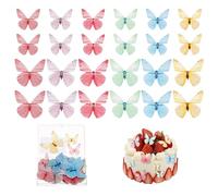 ElevateTech 72 Pcs Edible Butterfly Cake Decorations Colorful Vivid Cupcake Decorations Suitable Decorate Cookies Donuts Wedding Anniversary Women Party Gift (Mix Color)