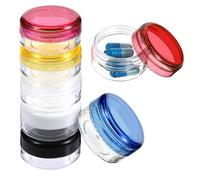 ElevateTech 7Pcs Small Pill Case, Portable Mini Travel Pill Container, Compact Daily Storage Boxes Suitable Wallets Pockets Handbags White Blue Purple Black Yellow Red