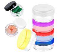ElevateTech 7Pcs Small Pill Case Portable Travel Containers Mini Travel Pill Container Compact Daily Storage Boxes Suitable Wallets Pockets Handbags Transparent Black Purple Orange Blue Yellow Pink