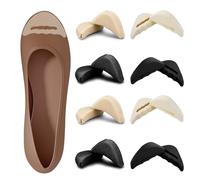 ElevateTech 8 Pairs Toe Inserts Reusable Soft Sponge Foam Toe Filler for Shoes Too Big Shoe Filler Big Toe Plug Shoe Pads Unisex Suitable Casual Sports High Heels Boots (Black Beige)