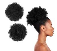 ElevateTech Afro Puff Drawstring Ponytail Hairpieces Short Curly Bun Hair Extensions Big Black Ponytail Hair Puffs Synthetic Kinky Curly Bun Updo Hairpieces with Clip Afro Chignon for Black Women