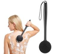 ElevateTech Back Scrubber for Shower Body Scrubber Double Sided Shower Brush Exfoliating Bath Accessories BackScrubber for Men Women with Lanyard Black Silicone