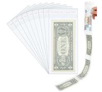 ElevateTech Cake Money Box Transparent Bag, 250 Pcs Clear Plastic Money Currency Sleeves Self-Sealing Moneys Bags for Christmas Wedding Party Favor Resealable Cookie Bags Gifts, 3 x7 Inch