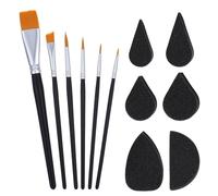 ElevateTech Face Paint Brush Set, 12 Pcs Face Paint Brushes and Sponges Set for Body Faces Painting Artist Brushes for Acrylic Watercolor Oil Gouache Painting Halloween Christmas Cosplay Party Makeup