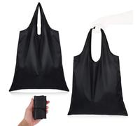 ElevateTech Foldable Tote for Women Men, 2 Pcs Ultra-Lightweight Foldable Shopping Bag Kitchen Reusable Grocery Bag Washable Tote Bags Compact Travel Market Handbag (Black)