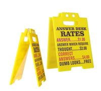 ElevateTech Funny Office Desk Sign Answer Desk Rates Funny Desks Sign Cubicle Accessories Birthday Christmas for Coworkers Employees Team Leaders Manager Supervisor Gift (Yellow)