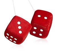 ElevateTech Fuzzy Dice for Rear View Mirror, 1 Pair Red Fuzzy Car Dice for Mirror with White Dots Car Ornaments Fun Cars Accessories Classic Vintage Nostalgic 80’s Soft Cars Dices Plush Decorations