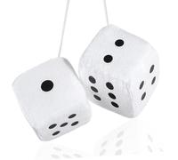 ElevateTech Fuzzy Dice for Rear View Mirror, White Fuzzy Dice for Car Mirror with Black Dots Classic Vintage Square Hanging Dices Accessories Soft Plush Dices Pendants Retro Car Interior Decoration