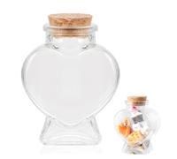 ElevateTech Glass Bottle with Cork Stopper 1Pcs Empty Glass Heart-Shaped Bottles Decorative Clear Glass Bottles with Cork Lid Message Wishing Bottle for Candy Containers DIY Art Crafts Party Wedding