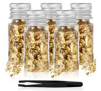 ElevateTech Gold Leaf Flakes, 5 Pcs Decorative Gold Foil Flakes Food Golden Leaf Flake for Cake Cooking Dessert Decorating Baking Chocolates Decor Nail Art Spa Crafts Makeup