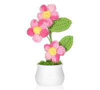 ElevateTech Knitting Crochet Puff Flowers Potted Plants, Knitted Fake Puff Flower Gradient Colorful Flowers for Friends, Family and Lover Flower for Birthday Wedding Teacher’Day Gift and Home Decor