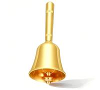 ElevateTech Metal Tea Hand Bell Small Hand Call Bell brass bells for Ringing at Wedding Seniors Bedside Teacher Classroom Meditation for Musical Teaching (3.82inch)