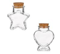 ElevateTech Mini Glass Bottles with Cork Stoppers, 2 Pcs Heart-Shaped Decorative Jars Star Shaped Small Decorative Glass Bottles with Cork Lid for DIY Art Crafts Decoration Party Supplies Favor Bottle
