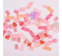 ElevateTech Mixed Slime Charms Set, 60 Pcs Pink Resin Charms Flatback Beads Making Kit Cute Flatback Charm Kawaii Embellishments Ornament Accessories for Crafts, Scrapbooking, Phone Junk Case Charm