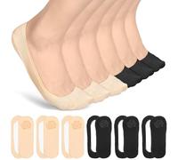 ElevateTech No Show Socks Women, 6 Pairs Ladies Invisible Socks Ultra Low Cut Liner No Show Sock Non Slip Breathable Nylon Shoe Sock for Loafers Sneakers Flats Shoes (Black Nude)