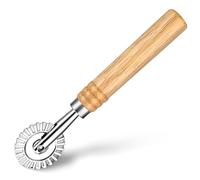ElevateTech Pasta Cutter Wheel Ravioli Cutter Long Wooden Handle Pasta Pastry Cutters Wheel Dough Fluted Portable Dumpling Lace Making Biscuit Mold Suitable Kitchen Home (Silver 6.3 Inches)