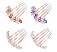 ElevateTech Pearl Rhinestones Hair Combs for Women, Crystal Side Comb Clips French Twist Hair Pins Decorative Hair Combs Vintage Hair Bun Accessories Butterfly Fork Clips for Updo Buns