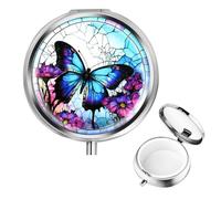 ElevateTech Small Pill Case, Portable Mini Travel Pill Container, Compact Purple Daily Storage Boxes 3 Compartments Suitable Wallets Pockets Handbags Vitamins Supplements Fish Oil