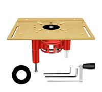 Elevating Router Lift rt Plate 63.8-65mm Diameter Max Lift 47mm Workbench Tool Support Base for Small Lawn Mowers (Lift Base + Single Board - Gold)
