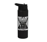 Elevator Button Just a Boy who Loves Elevator Stainless Steel Insulated Water Bottle