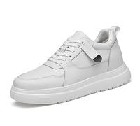 Elevator Shoes for Men Height Adjustable Casual Trainers Non Slip Breathable Lace Up Unisex Height Lift Footwear Comfortable Walking Shoes (White, 8)