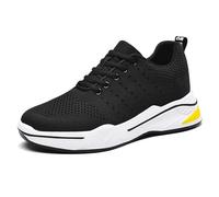 Elevator Shoes Men's 6/8/10 Cm Unisex Height Adjustable Shoes Height Lift Higher Shoes Casual Mesh Elevator Shoes Non Slip Breathable Elevator Trainers Lace Up Shoes Little Lift for Your Stride Black