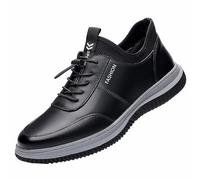 Elevator Shoes Men's Elevator Shoes Height Increasing Leather Sports Trainers Casual Invisible Heel Shoes Men's Lift Leather Shoes Invisible Raised Shoes Fashion Comfort Laces Elevator Shoes, black,