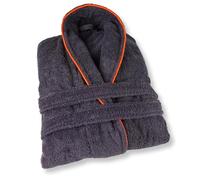 ELEVAVIDA Men's Bath Robe Made of Cuddly Cotton, Extra Soft and Comfortable, Size S/M/L/XL/XXL - Terry Towelling Sauna Bathrobe - Oeko-Tex Certified, Anthracite-orange, L