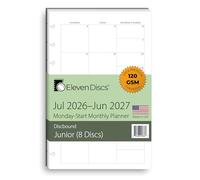 Eleven Discs Academic Year Monthly Calendar Refill July 2026-June 2027, 8-Disc, Monday Start, Junior 5.5 x 8.5, Fits Circa Arc & TUL, 120gsm Discbound Inserts, 2 Styles: Separated & Booklet, 40 Sheets