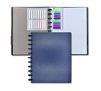 Eleven Discs Discbound Notebook, Letter Size, Faux Leather Cover, 120 gsm Heavyweight Paper, Includes 40 Margin Sheets, 5 Tabs, Page Flags (Navy Blue)