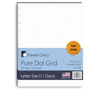 Eleven Discs Discbound Paper, Letter Size Pure Dot Grid Sheets - Premium 120gsm Heavyweight Notebook & Planner Refills - 11 Discs, 8.5 x 11 in - Punched for Circa, Arc, TUL (40 Sheets)