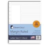 Eleven Discs Letter Margin Ruled Sheets, Premium Heavyweight Discbound Notebook Paper Refills Punched for Circa, Arc, TUL (40 Sheets)