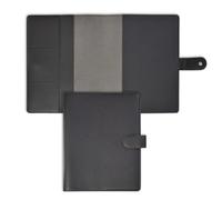 Eleven Discs Premium Faux Leather Discbound Notebook Folio Cover with Multiple Pockets and Secure Button Clasp - Notebook Not Included (Junior Size, Black)