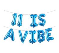 Eleven is a Vide Birthday Decor Balloon Banner Groovy 11th Birthday Party Decor Retro Rainbow Balloon Hippie 70s 11th Bday Supplies for Girl Retro Hippie Party (11 IS A VIBE Blue)
