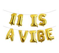Eleven is a Vide Birthday Decor Balloon Banner Groovy 11th Birthday Party Decor Retro Rainbow Balloon Hippie 70s 11th Bday Supplies for Girl Retro Hippie Party (11 IS A VIBE Gold)
