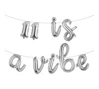 Eleven is a Vide Birthday Decor Balloon Banner Groovy 11th Birthday Party Decor Retro Rainbow Balloon Hippie 70s 11th Bday Supplies for Girl Retro Hippie Party (L 11 IS A VIBE Silver)