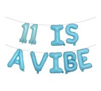 Eleven is a Vide Birthday Decor Balloon Banner Groovy 11th Birthday Party Decor Retro Rainbow Balloon Hippie 70s 11th Bday Supplies for Girl Retro Hippie Party (11 IS A VIBE Light Blue)