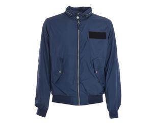 Eleven Paris Mens JAIRUS coat with hidden hood and zipper 17S1OU02 man - Blue Cotton - Size Large