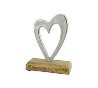 Eleven Perfect Years 11th Anniversary Rustic Metal Heart Decoration - Free Standing Aluminium & Wooden Decoration (hssperf-11)
