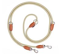 elevenants Adjustable Dog Lead 3 Metres, Robust Nylon Shoulder Lead for Medium to Large Dogs, Lead with 200 kg Tensile Force, Double Lead with 2 Carabiners, Multifunctional Lead, Beige