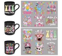 Elewins 12PCS Easter Bunny Quotes UV DTF Cup Wrap UV DTF Transfer Paper Suitable for Mugs, Computers, Tables and Chairs, etc. for DIY Creativity, High Viscosity UV DTF Cup Wrap (Easter)