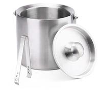 Elex® 2L Doube Wall Stainless Steel Ice Bucket with Tongs Lid Ice Bucket (Smooth Style)
