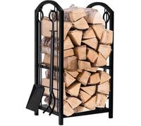 Elex Fireplace Log Rack 16X29.2X12Inch With 4 Fireplace Tools Wrought Iron Firewood Holders Indoor Wood Stove Outdoor Fireplace