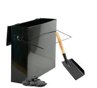 Elex®Fireside Ash Carrier Black Metal Hot Tidy Box Container Fireplace Pan Bucket Bin + Free Coal Shovel Black